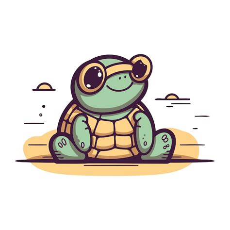 Linda tortuga de dibujos animados ilustración vectorial lindo animal de