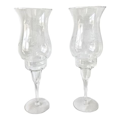 Princess House Hurricane Globe Crystal Candle Holders Chairish