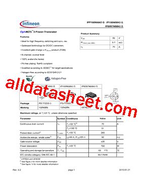 100N08N Datasheet PDF Infineon Technologies AG