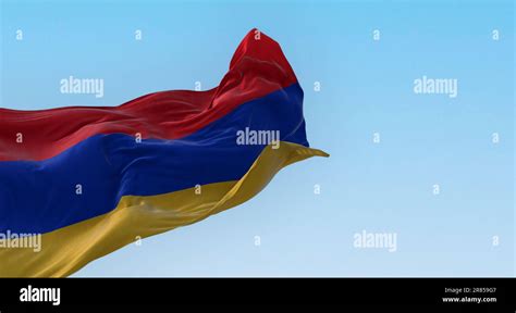 The National Flag Of Armenia Waving In The Wind On A Clear Day Three