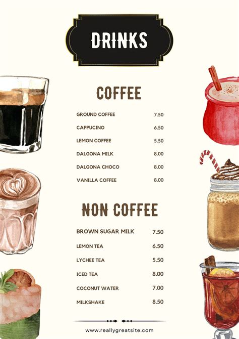 Page Free, Printable Custom Drink Menu Templates Canva, 55% OFF