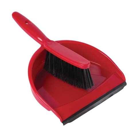 Set balayette à poils doux et pelle Jantex rouge Balai Brosse