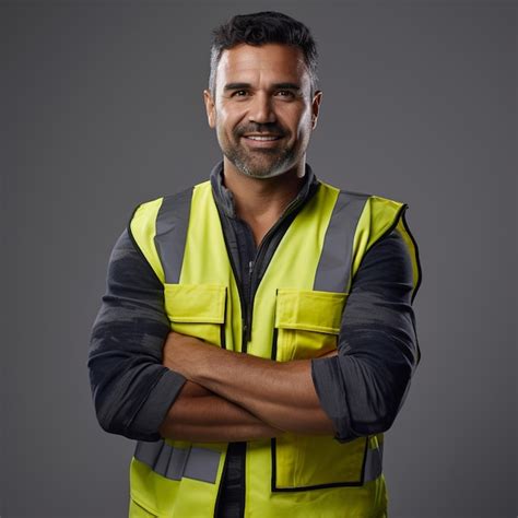 Retrato De Un Ingeniero Confiado Sonriendo Con Fondo Blanco Foto Premium