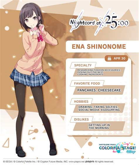 Ena Shinonome Info Sheet In Hatsune Miku Vocaloid Hatsune