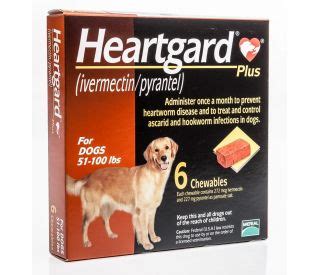 Heartgard Plus for Dogs, Brown, 51-100 pounds, 272 mu g, 12 count