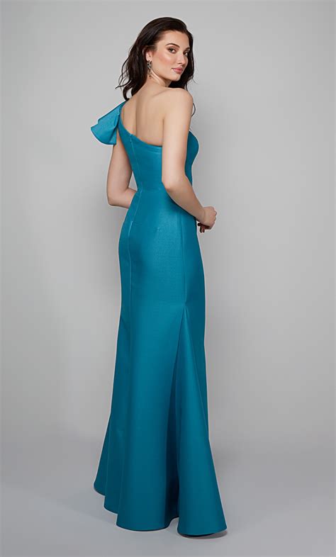 Formal Dress 27641 Long One Shoulder Fit N Flare Closed Back