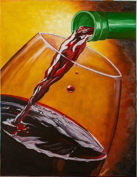 The wine is pouring, Wine art, Interior painting, Modern style, large artwork, Christmas gift ...