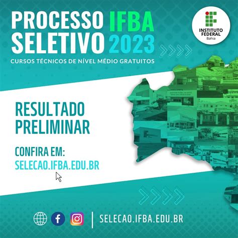 IFBA Publica O Resultado Preliminar Do Processo Seletivo Cursos