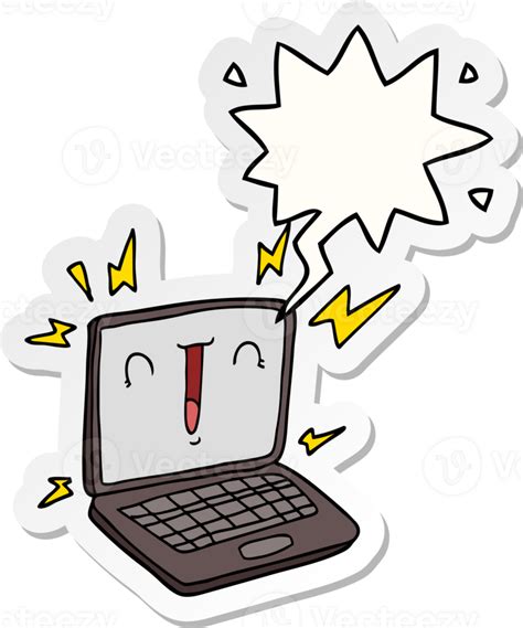 Cartoon Laptop Computer With Speech Bubble Sticker 45179933 Png