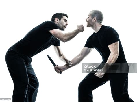 Men Krav Maga Fighters Fighting Isolated Stock Photo Download Image