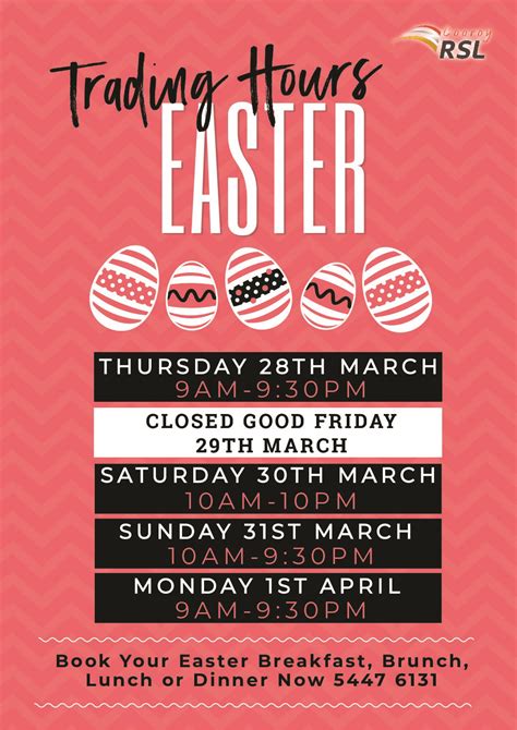 Easter Trading Hours Cooroy Rsl