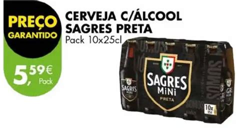 Promoção CERVEJA C ÁLCOOL SAGRES PRETA Pack 10x25cl em Pingo Doce