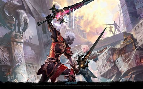 Lineage Ii Digital Wallpaper Sword Armor Duel Lineage 2 The Battle