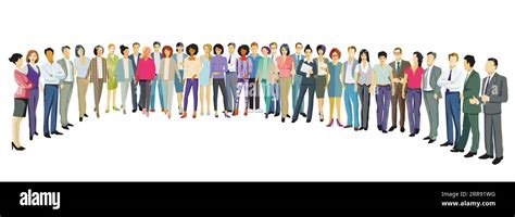 Diverse Business People Standing Together Illustration Isolated On