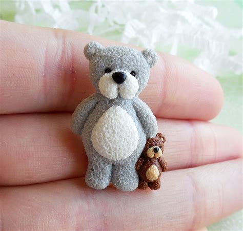 Teddy Bear With A Toy Handmade Polymer Clay Brooch Pin Handmade