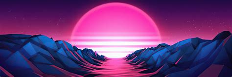 1200x400 Resolution Purple Sunrise 4k Vaporwave 1200x400 Resolution