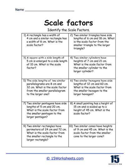 Scale Factors Worksheets 15