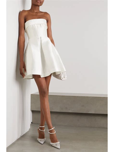 White Elyse Strapless Silk Faille Mini Dress Alex Perry Net A Porter