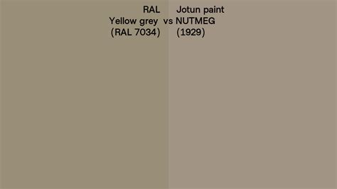 RAL Yellow Grey RAL 7034 Vs Jotun Paint NUTMEG 1929 Side By Side