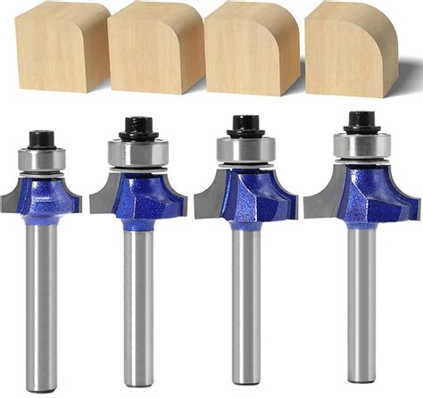 WSOOX 4 Pcs Round Over Edge Forming Router Bit Set With 6mm Shank