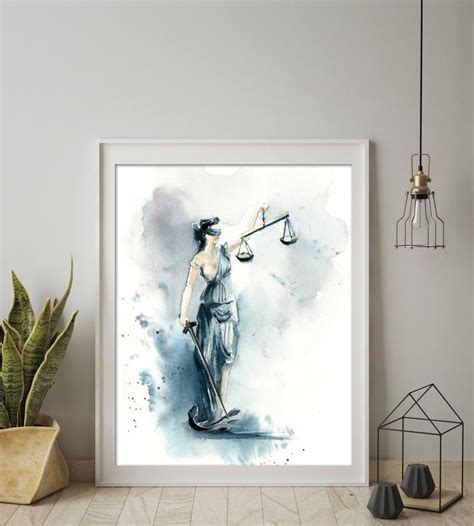 Lady Justice Art Print Blue Watercolor Painting Art Lawyer - Etsy | Watercolor canvas wall art ...