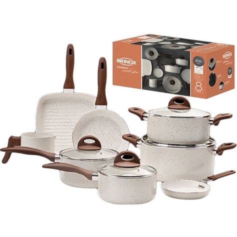 Jogo Panela 8 Peças Ceramic Life Smart Plus Vanilla Brinox Shopee Brasil