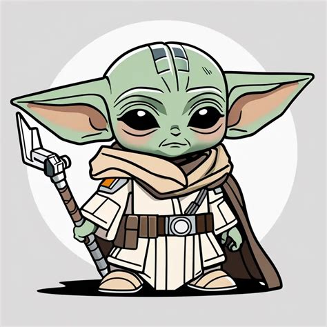 Adorable Chibi Versions of Mandalorian and Baby Yoda Illustration Clip ...