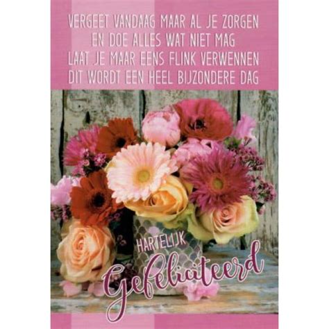 Gefeliciteerd Bloem Gedicht Wenskaarten Groothandel Poskaart