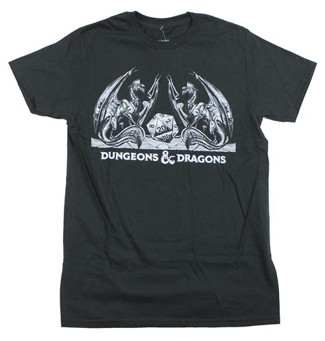 Bioworld - Dungeons & Dragons Mens T-Shirt - 20 Sided Die Dragon Crest ...