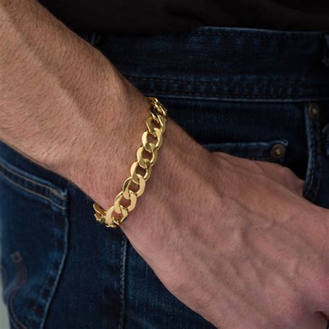 Mens 11 3mm Curb Chain Bracelet In 10k Gold 9 Zales