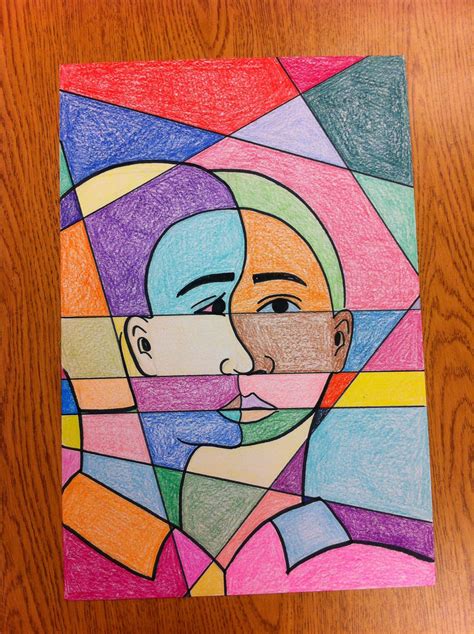 4th Grade Picasso Inspired Cubist Abstract Self Portraits Cubist Art Picasso Self Portrait