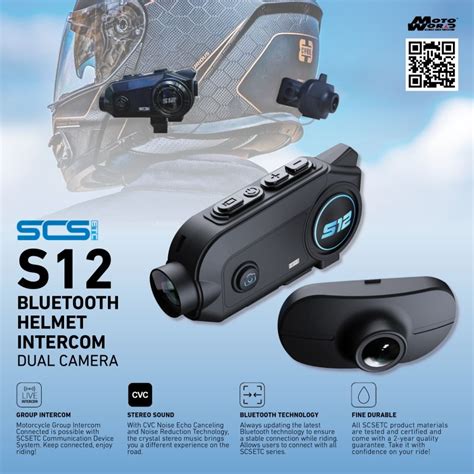 SCS S12 Helmet Dashcam Front And Rear Camera With Bluetooth Intercom