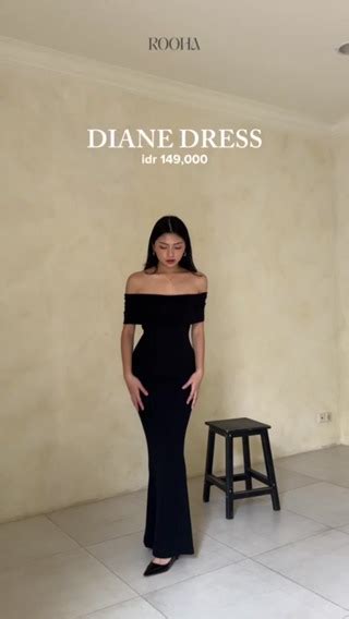 Jual Diane Dress Rooha Dress Panjang Wanita Off Shoulder Ribbed