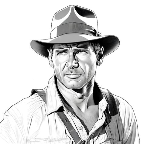 Página Para Colorear Para Adultos Harrison Ford Como Indiana Jones Arte