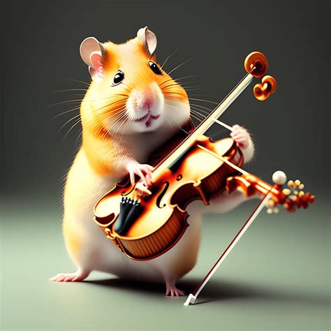 Hamster Playing Violin Generative Ai Illustration Digital Art By