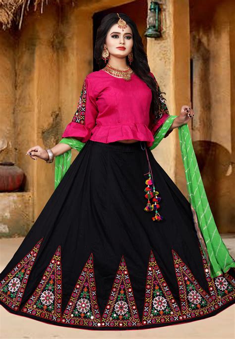 Black Cotton Navratri Chaniya Choli 182189 Navratri Chaniya Choli