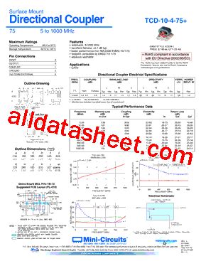 TCD 10 4 75 Datasheet PDF Mini Circuits