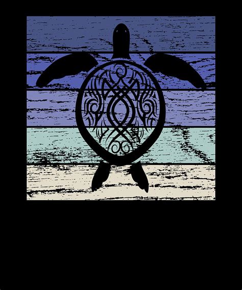 Turtle Marine Biologist Vintage Retro Digital Art By Britta Zehm