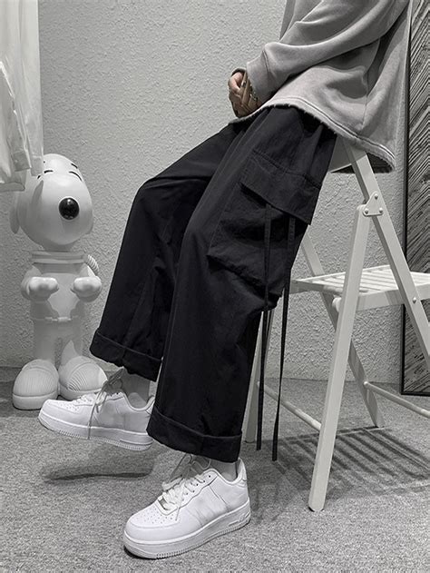 Manfinity Hypemode Men Drawstring Waist Cargo Trousers Shein Uk