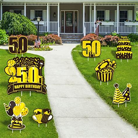 50th Birthday Yard Sign Large Black Gold 50th Birthday Decorations 50