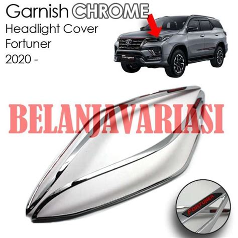 Jual FORTUNER 2020 Headlight Lampu Depan Cover Garnish Black Krom Logo