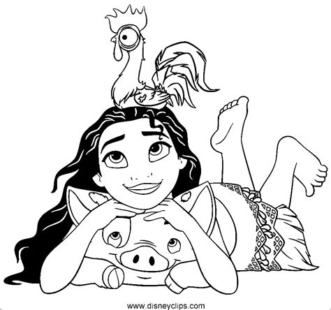 Moana Pua Y Heihei Coloring Pages Moana Coloring Pages Páginas Para Colorear Para Niños Y