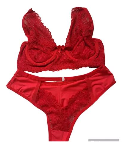 Conjunto Lingerie Rendado Sem Bojo Aro Calcinha Suti