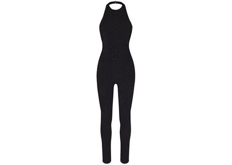 Skims X Swarovski Jelly Sheer Halter Catsuit Onyx Fw23 Us