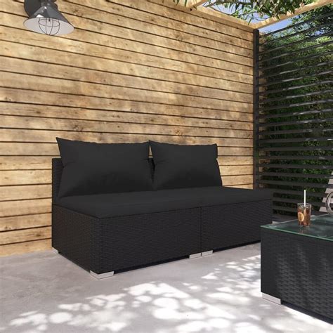 Festnight Gartensofa Sitzer Rattan Sofa Balkonm Bel Lounge Sofa