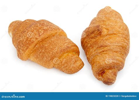 Two Croissants Isolated On White Stock Photo Image Of French Brown