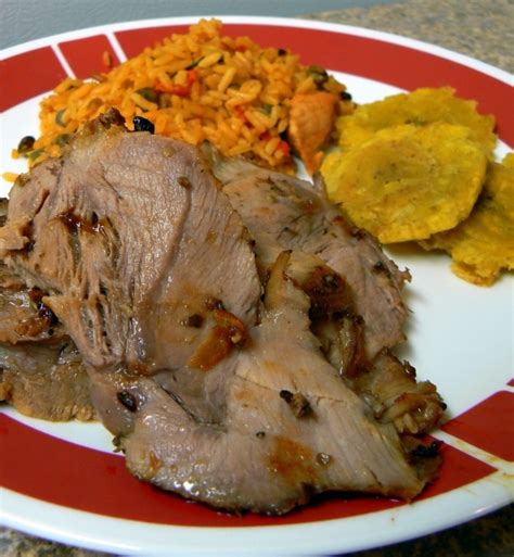 Puerto Rican Feast Pernil Arroz Con Gandules Y Tostones Puerto