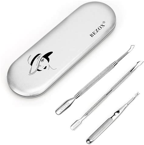 BEZOX Professional Cuticle Pusher 3pcs Premium Stainless Steel Cuticle