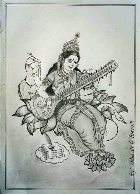 How To Draw Maa Saraswati Face With Pencil Sketchdrawing Devi