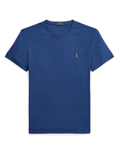 Polo Ralph Lauren Mens Logo Pima Cotton T Shirt Harrison Blue Custom Slim Fit Tee